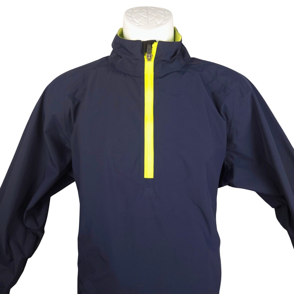 Zero Restriction Tour Series Mens S Navy Blue Neon Yellow Half Zip Golf Jacket